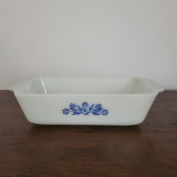 Fire King Blue Cornflower Loaf Pan - Picture 1 of 3